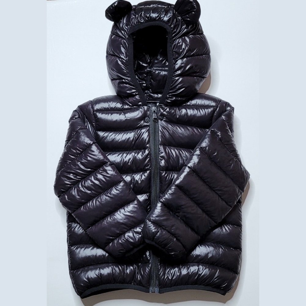 Hooded 3D Ear Design Long Sleeve Baby Jacket (not lined)/ Black 18-24M